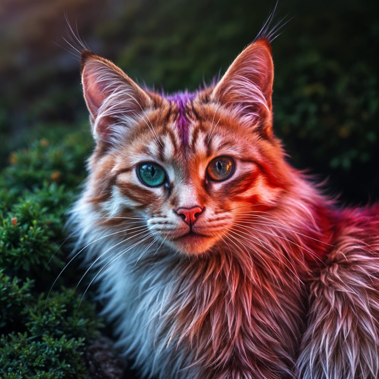 Iridescent Cat in Ethereal Glowing Digital Art