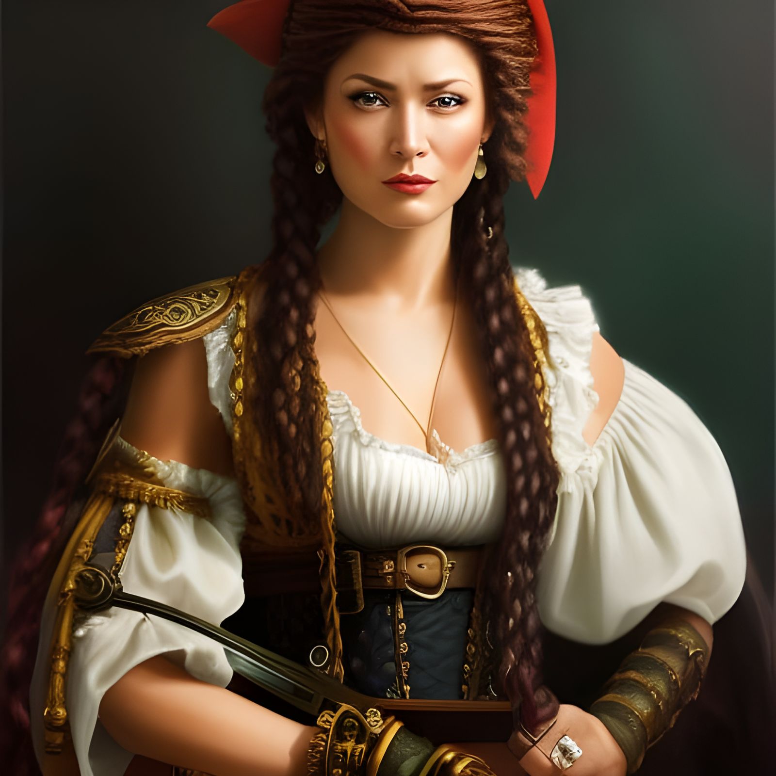 Detailed Pirate Captain on Deck, Digital Art