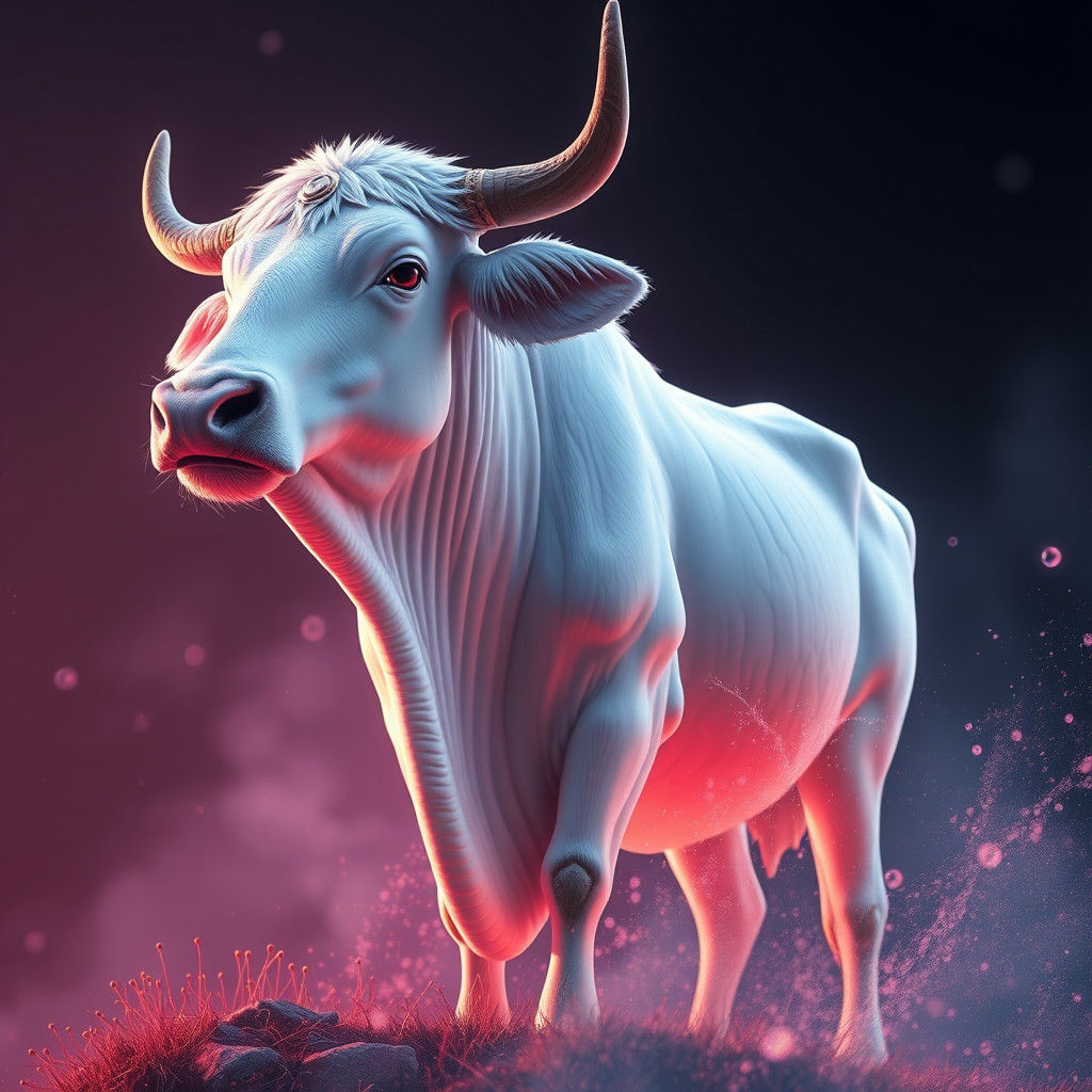 Majestic White Cow in Detailed Fantasy Art