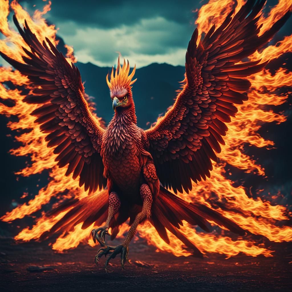 Fiery Phoenix in Cinematic Style