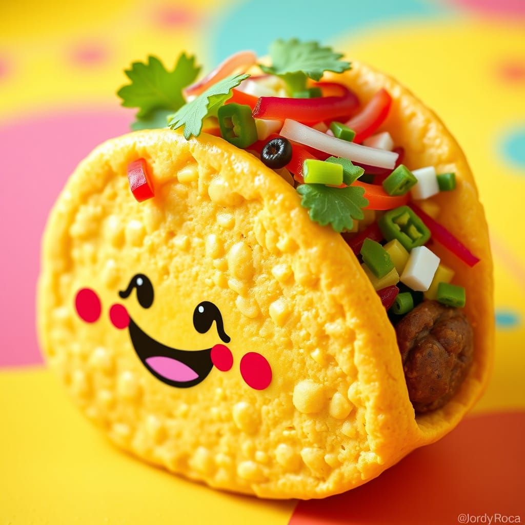 Vibrant Taco Art in Whimsical Style