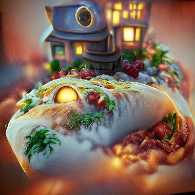 Burrito in Kinkade Style, Digital Art