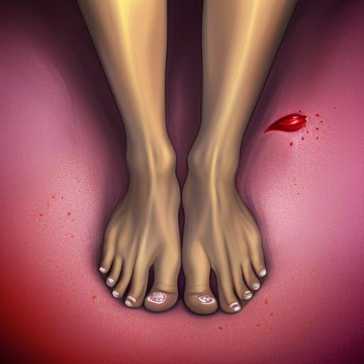 Hyperrealistic Woman's Feet in Splash Art Style