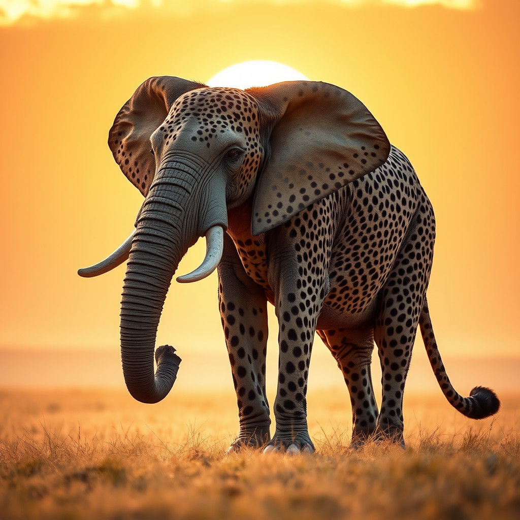 Majestic Cheetah-Spotted Elephant on the Savannah