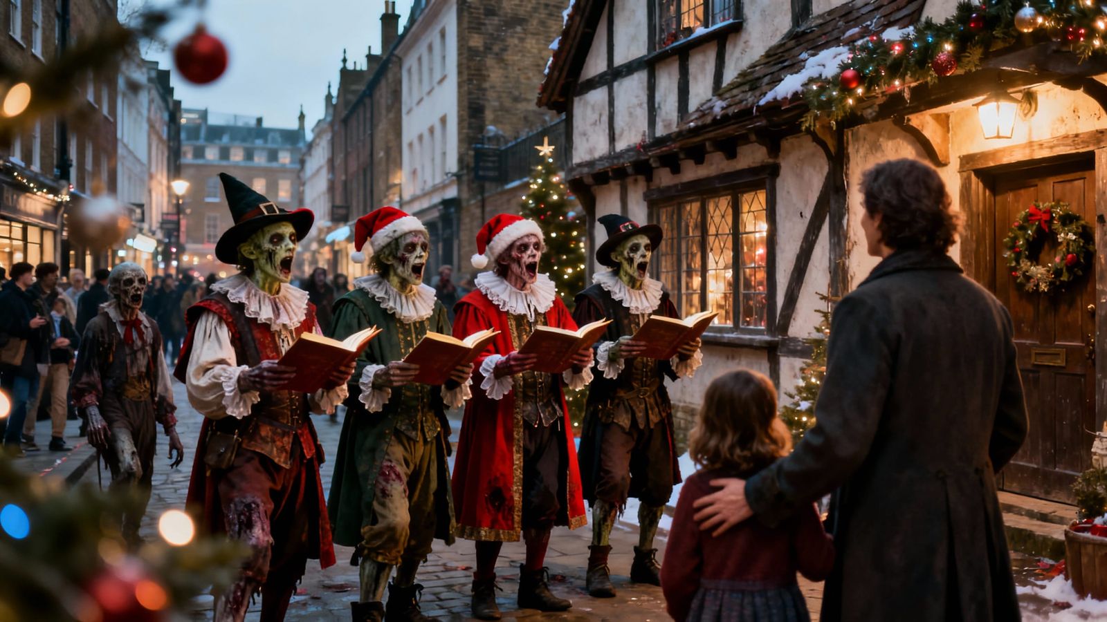 Surreal Zombies in 16th Century Caroling Attire Sing to Horr...