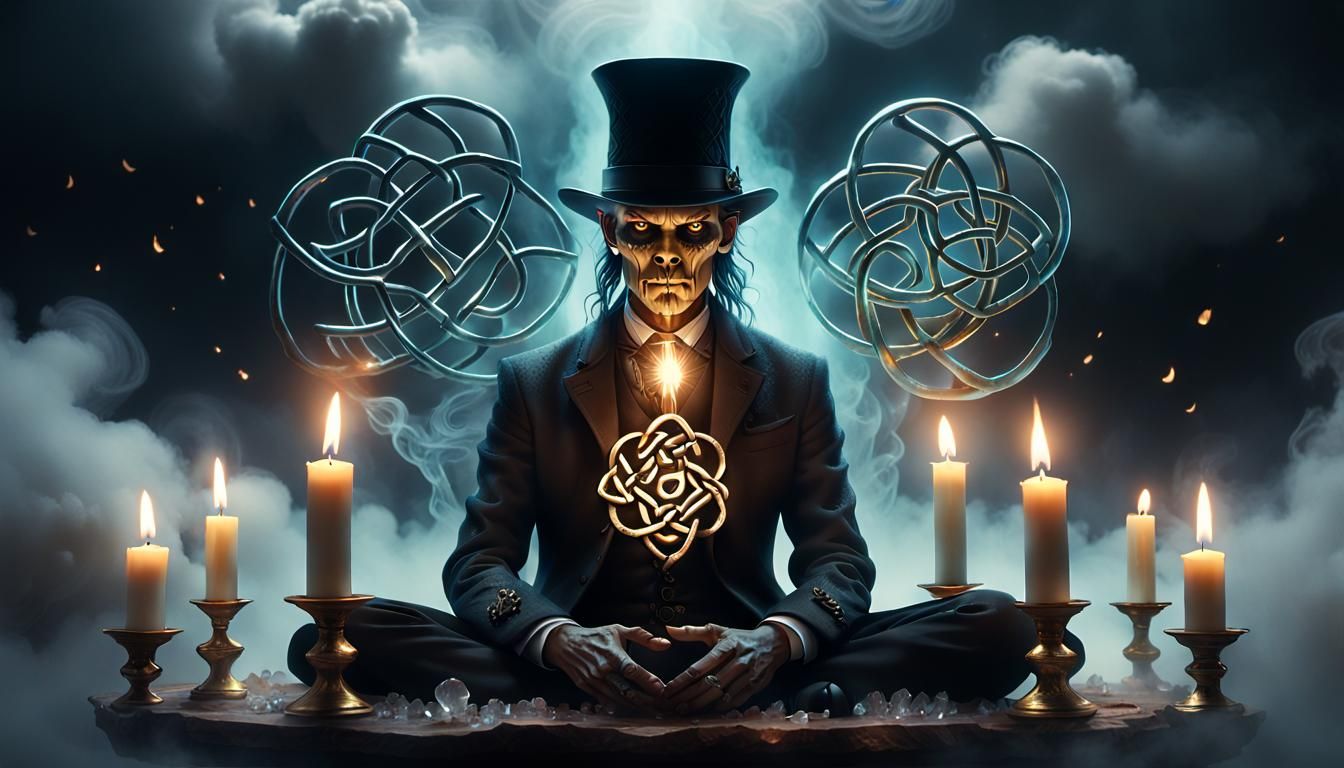Demonic Figure with Candles: Surreal Magic Realism