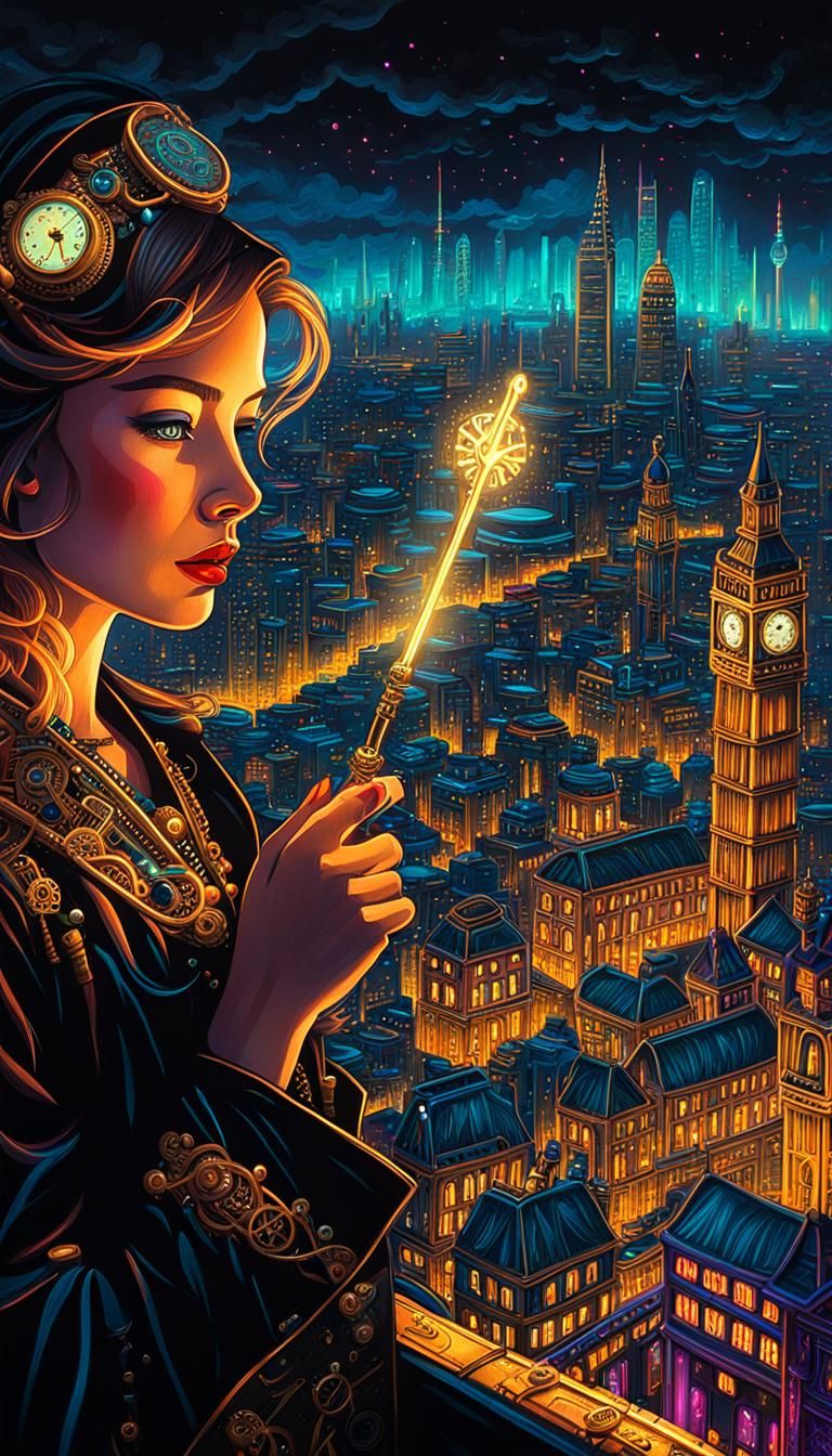 Steampunk Fairy Godmother Paints Neon London
