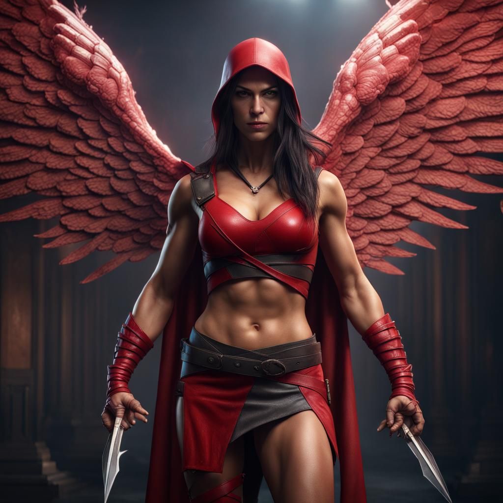 Winged Elektra: Hyperrealistic Mystical Female Warrior
