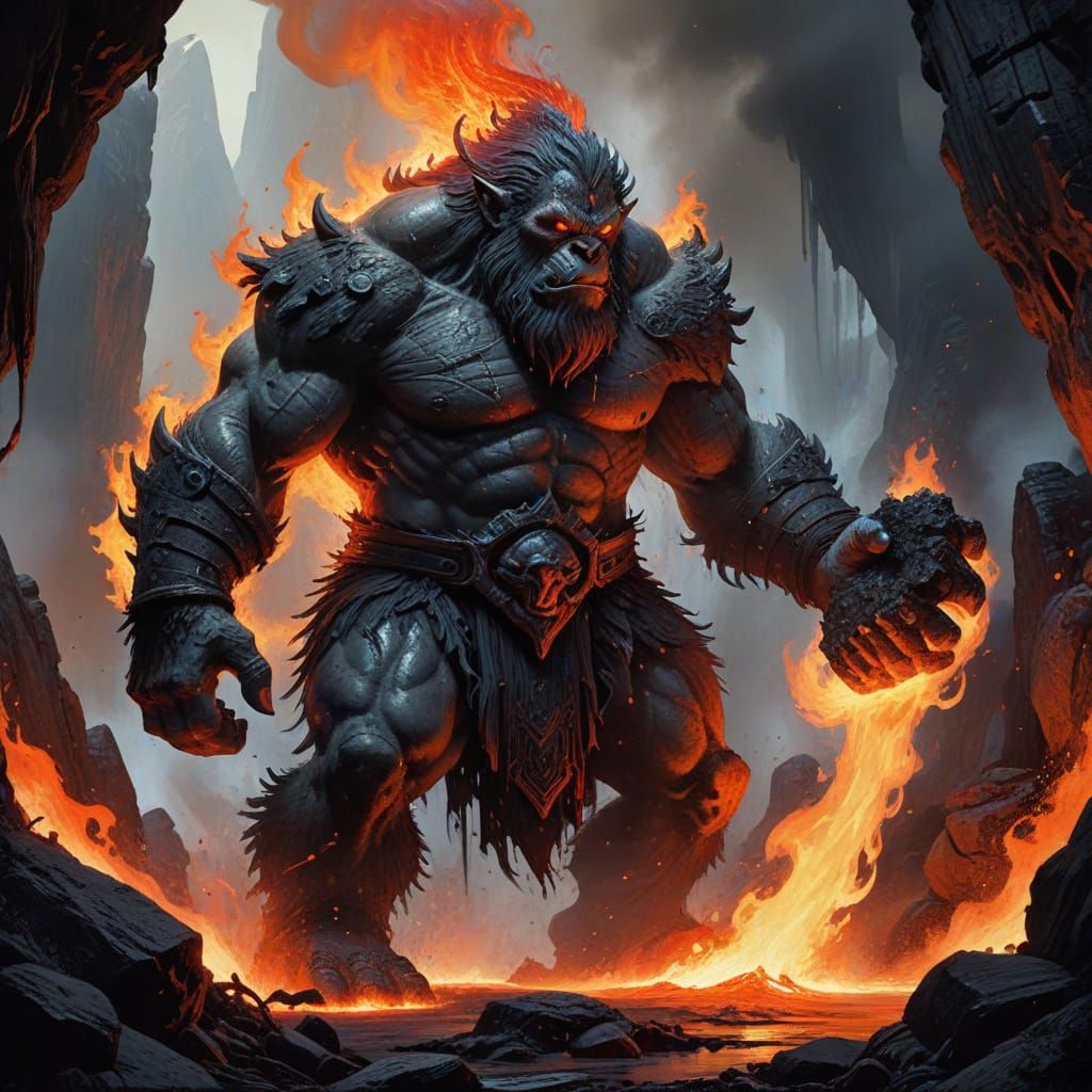 Fiery Norse Troll in Watercolor