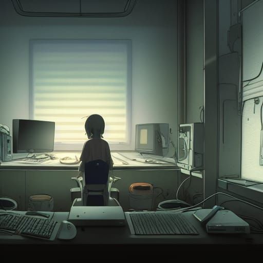 Serial Experiments Lain in Ghibli Anime Style