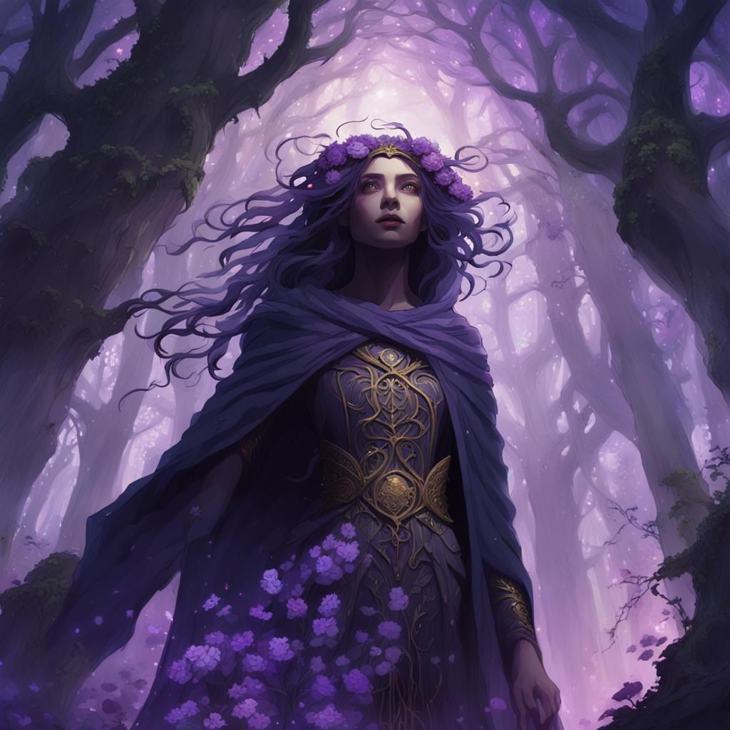 Mystical Forest Goddess in Dark Fantasy Style