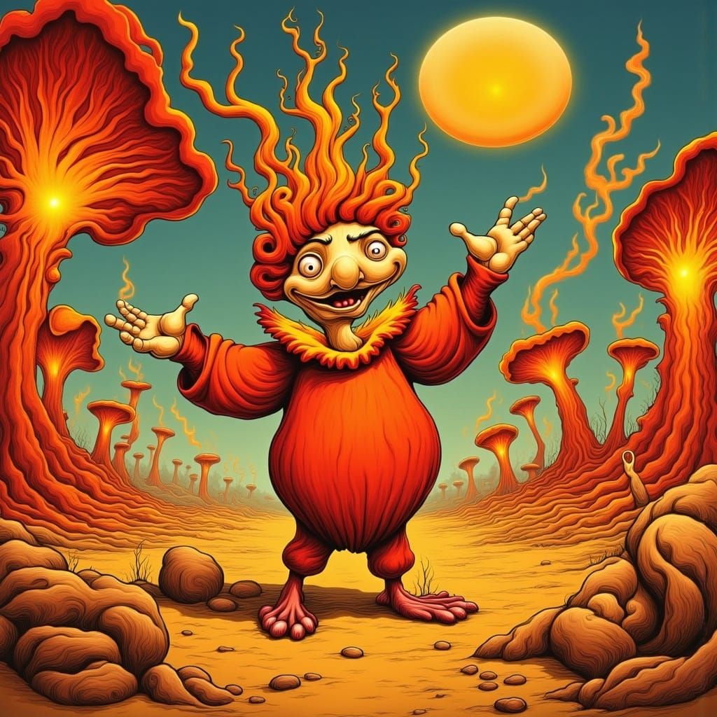 Heat Miser in a Surreal Desert Landscape