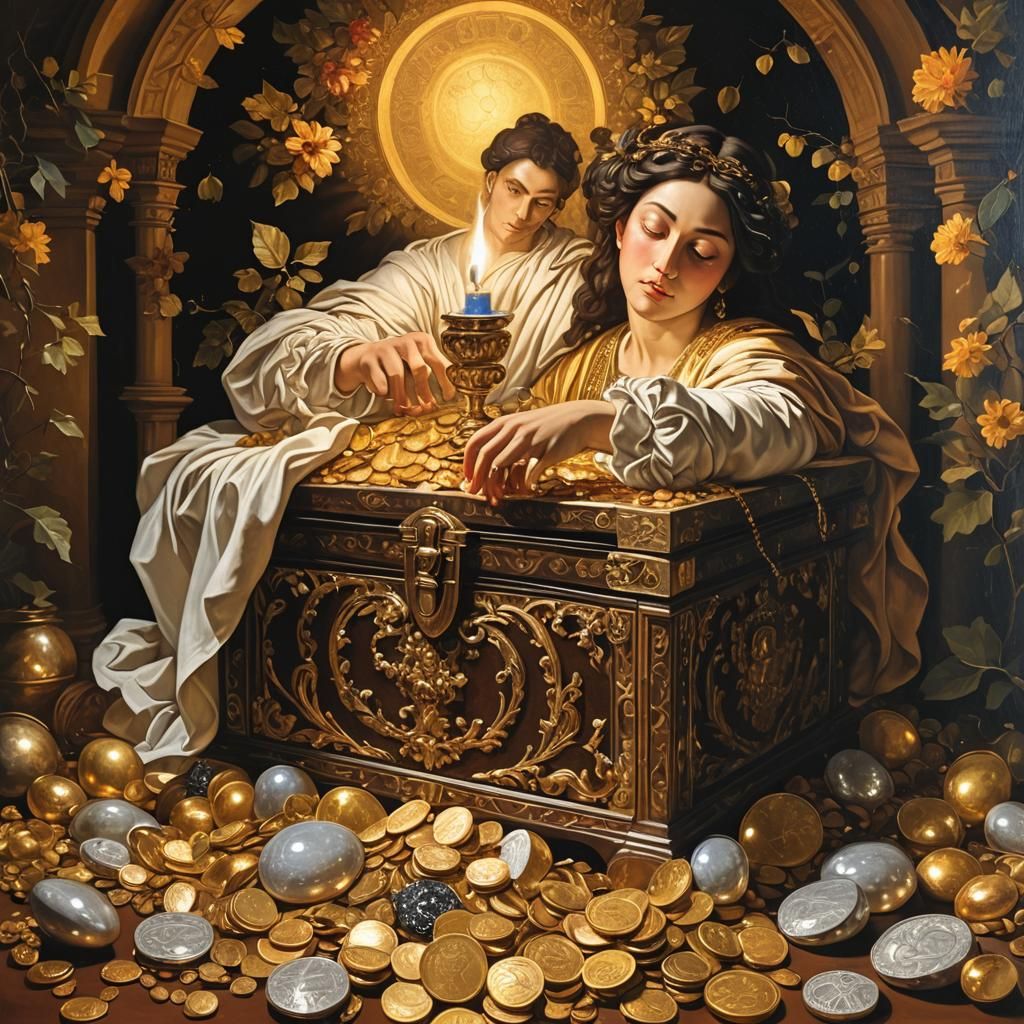 Treasure Chest Bathed in Ethereal Renaissance Light