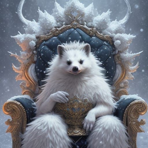 Surreal Winter Kingdom with Majestic Hedgehog in Frosty Sple...