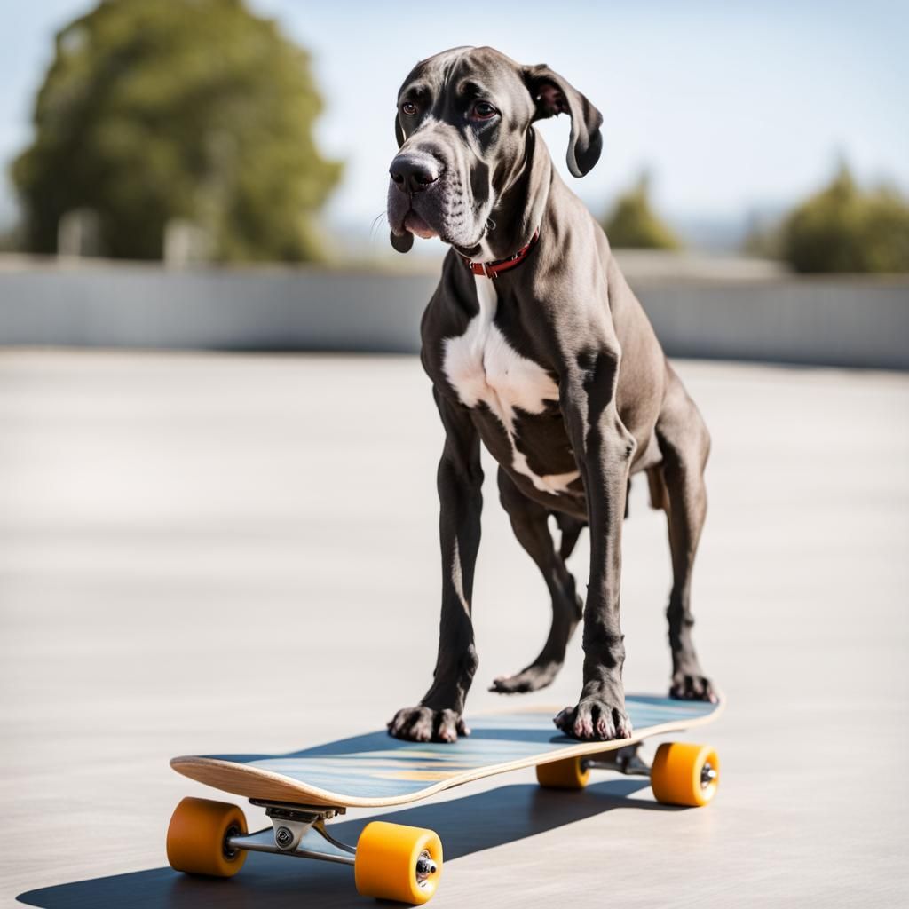 Great Dane Dog Skateboarding
