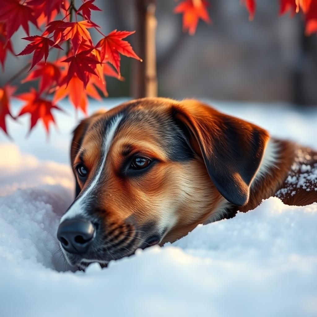 Dog Shivering in Snow, Professional Portrait Photography