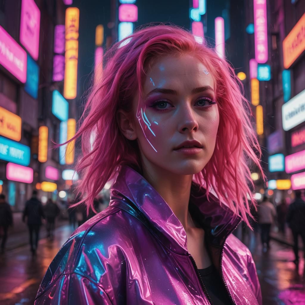 Neon Retro-Futuristic Portrait of Crumbelina DiCaramello