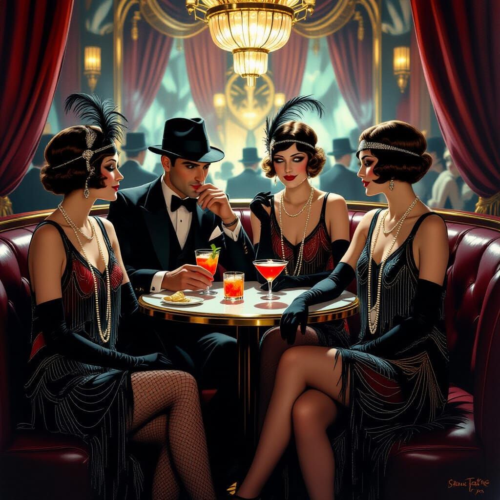 1920s Mafia and Flappers in Art Deco Cabaret