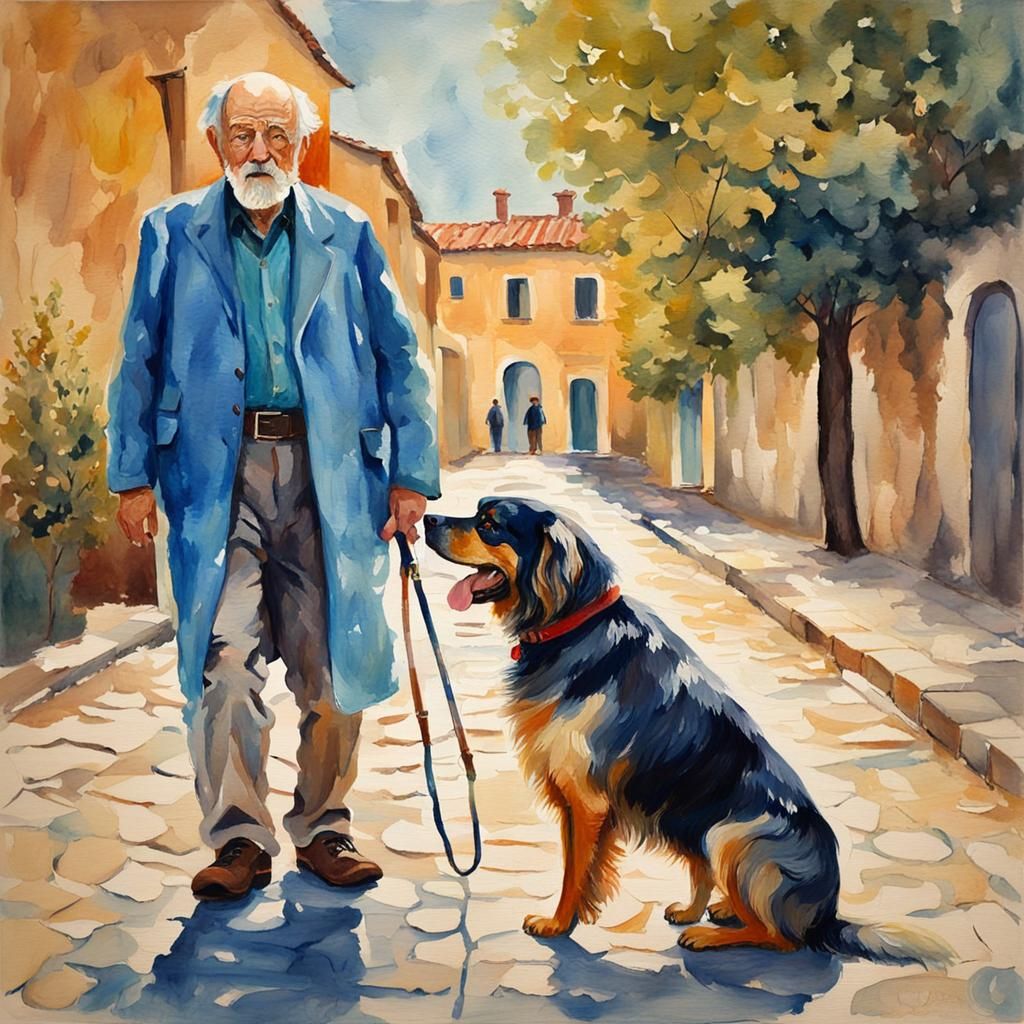 Old man with dog