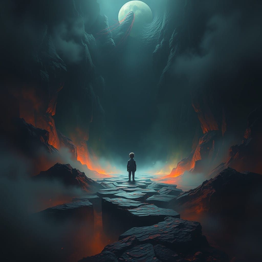 Shrouded Child in Mystical Darkness