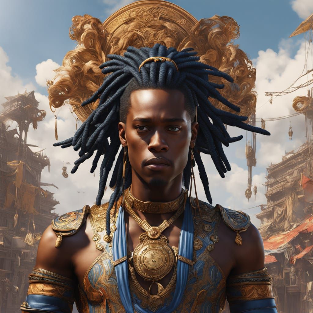 Hyperrealistic Portrait of a Powerful Black King in America