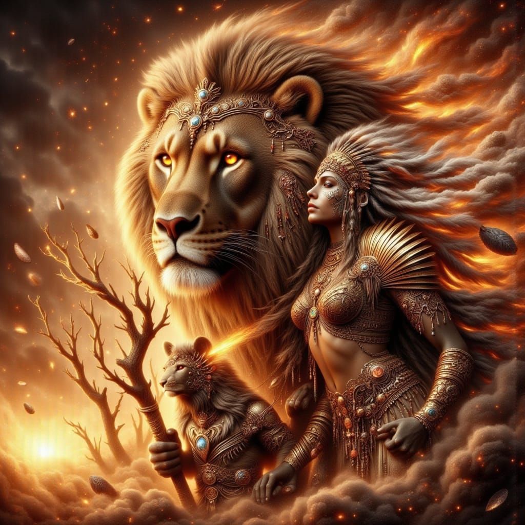 Golden Lion Warrior Ready for Battle