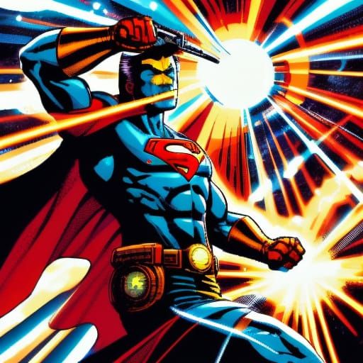 Comic Book Cat in Superman Costume Soars Through the Air