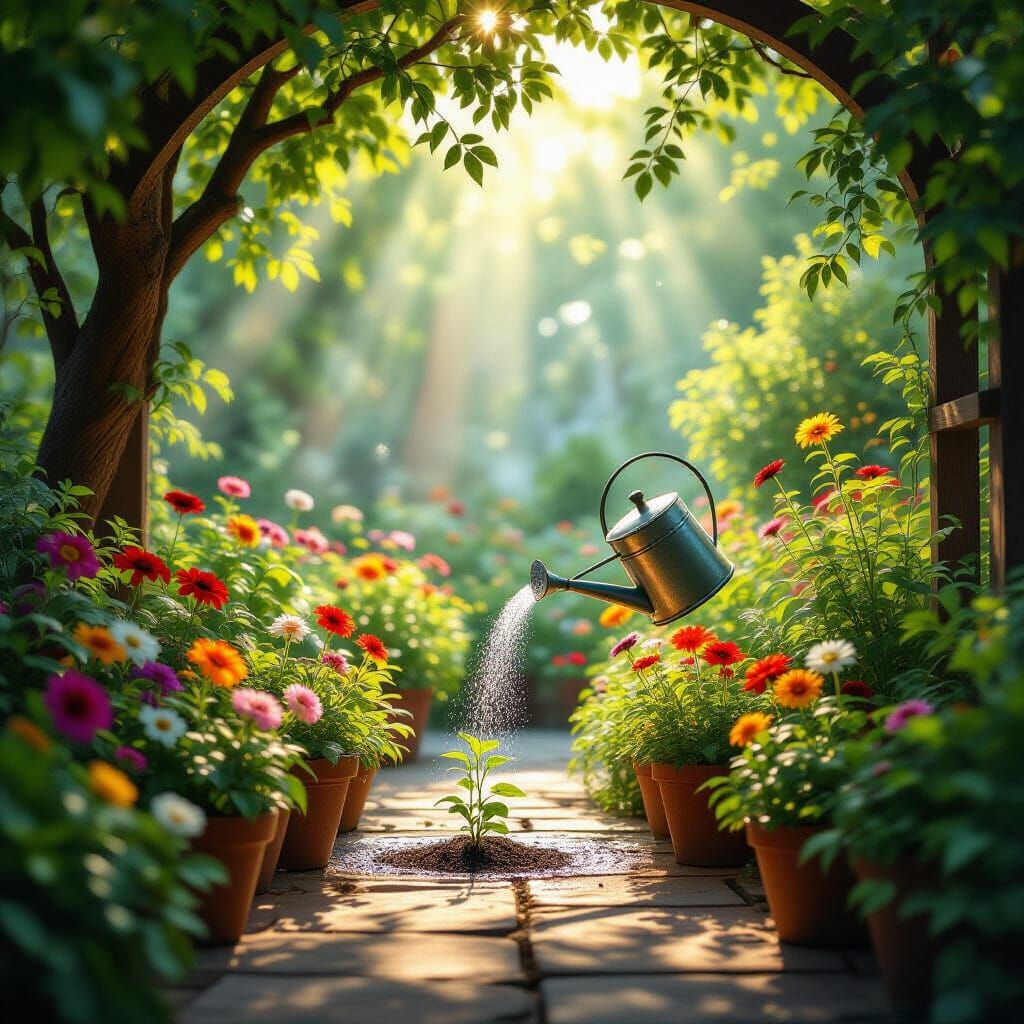 Magical Invisible Garden in Morning Sunlight