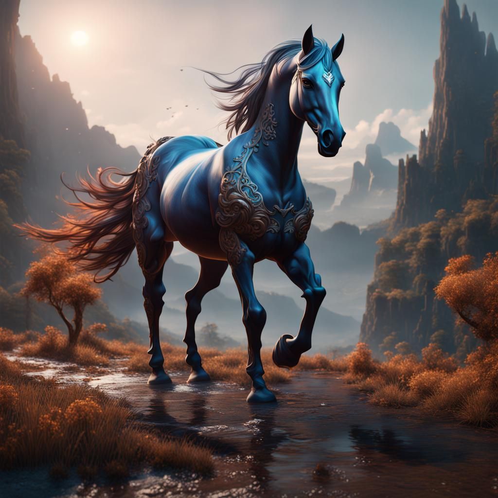 Diamond Horse Fantasy Concept Art in 8K