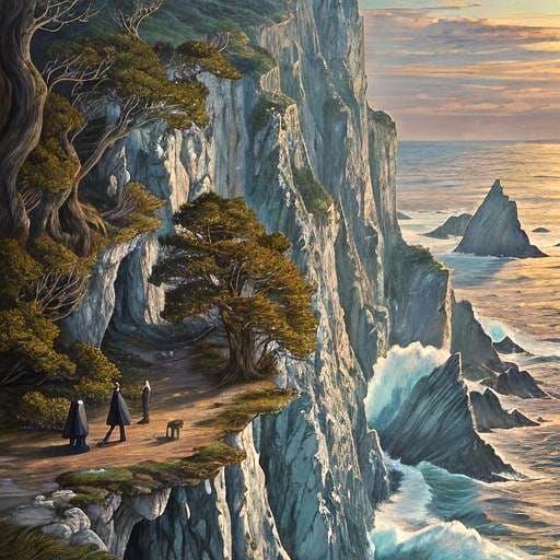 Romantic Seascape with Figure in Golden Light