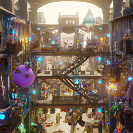 Detailed Flea Market Concept Art in Deep Color