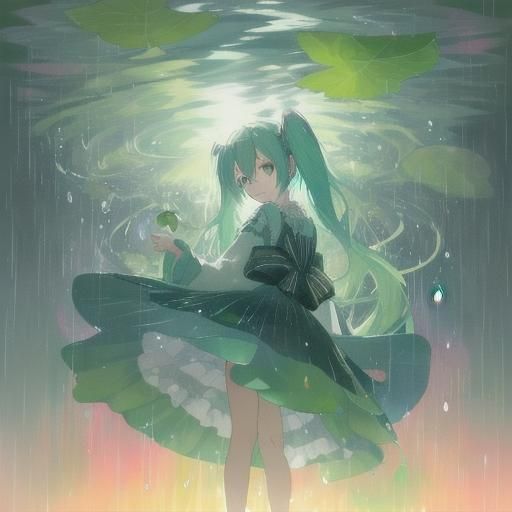 Hatsune Miku Sheltered Under Leaf, Manga Style