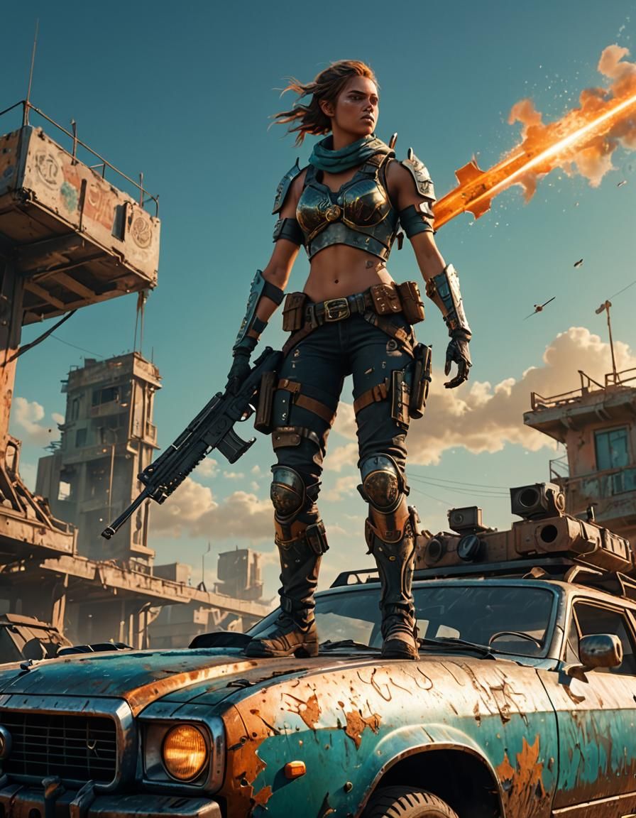 Dystopian Desert Warrior Roams the Wasteland