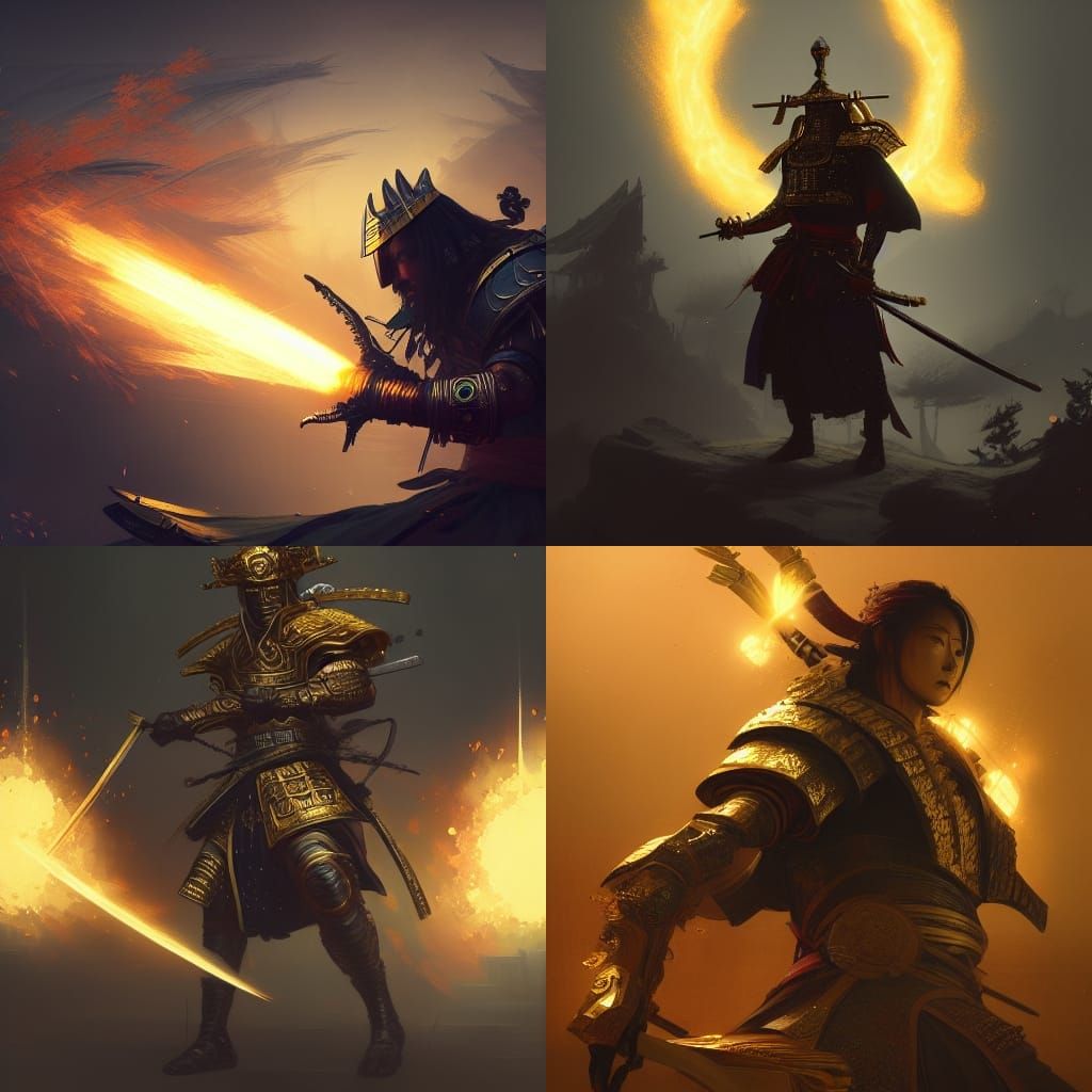 Golden Galaxy Samurai: Dark Fantasy Concept Art