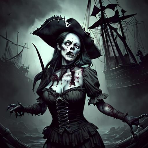 Zombie Pirates Landing: A Gothic Horror Scene