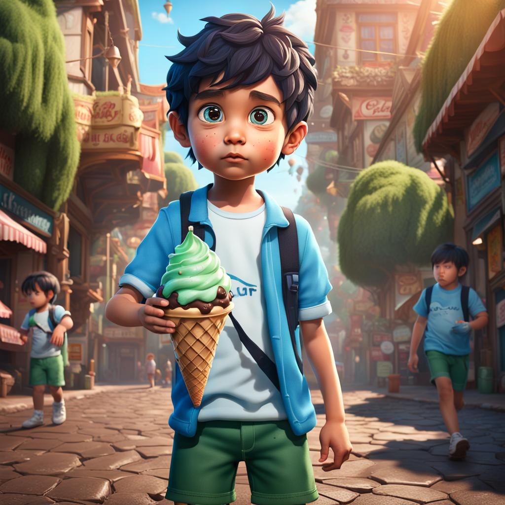 Adorable boy with Ice Cream Cone