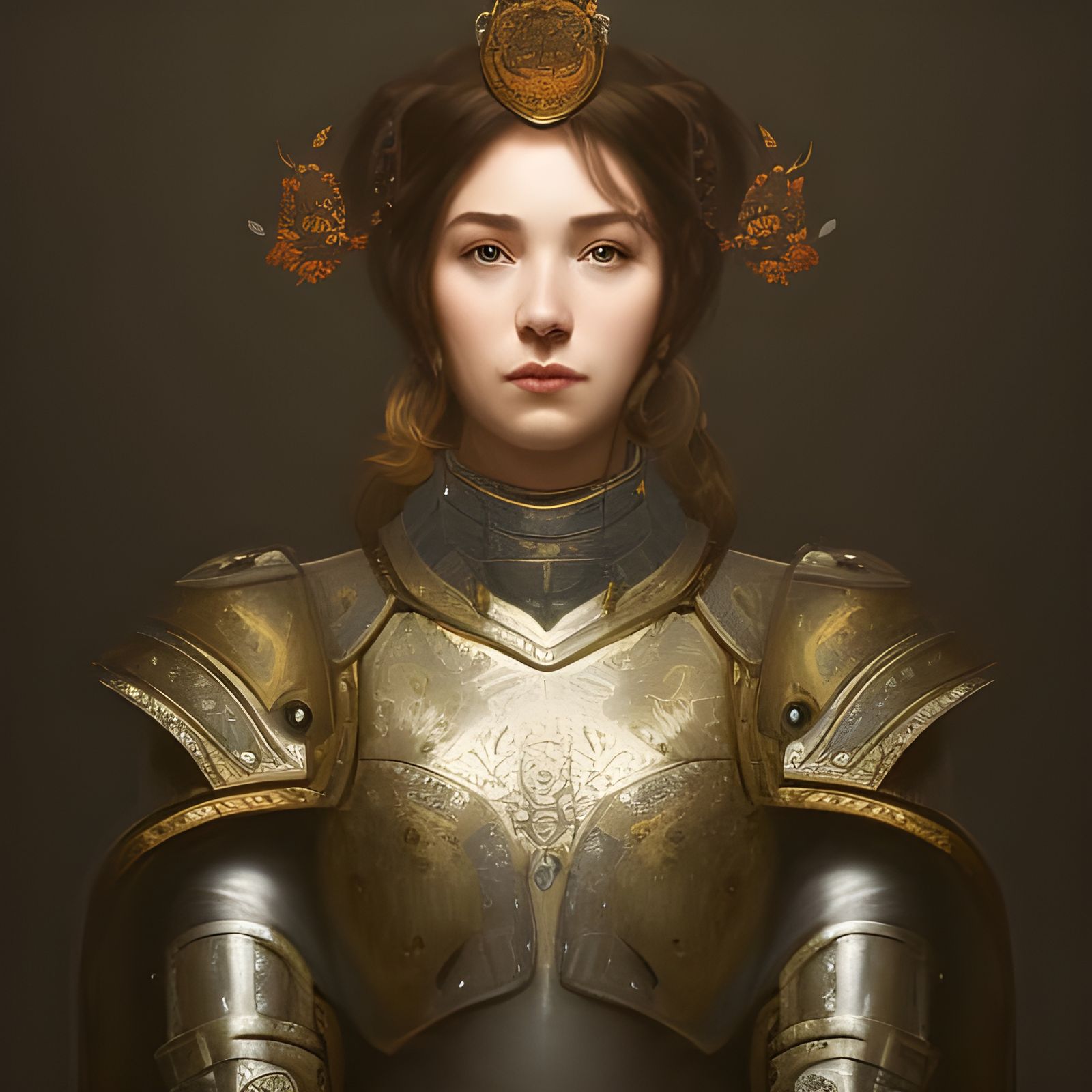 Armored Monarch Portrait in Art Nouveau Style