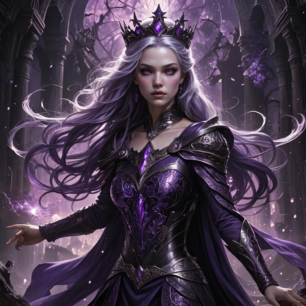 Purple-Black Kingdom Princess: Fantasy Art Portrait