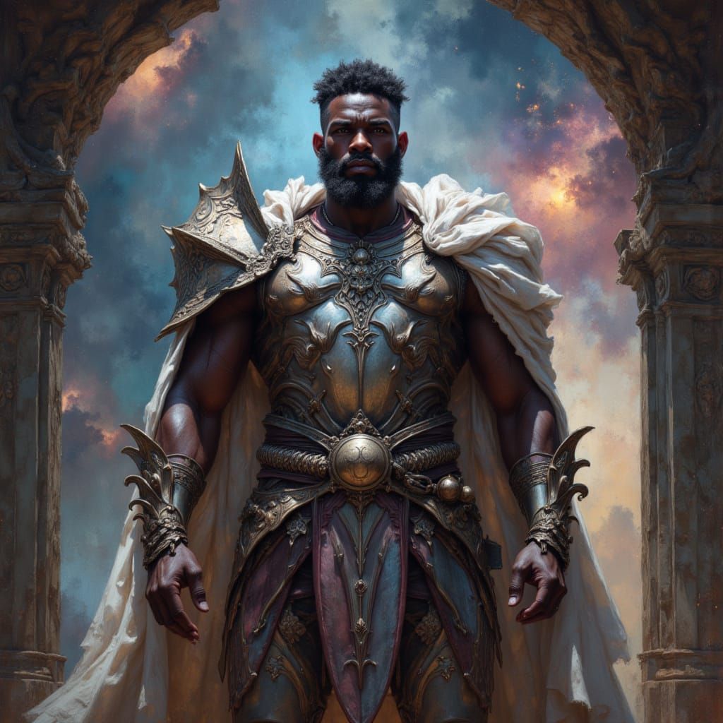 Regal African King in Cosmic Armor
