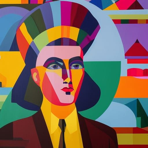 Colorful Surreal Folk Art Portrait