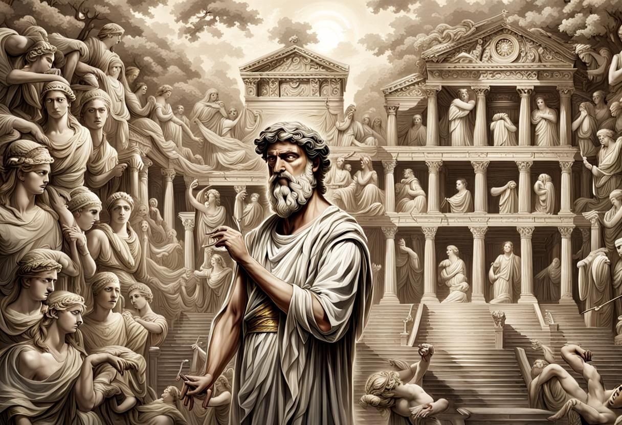 Mythological Figure with Intricate Details and Dramatic Ligh...