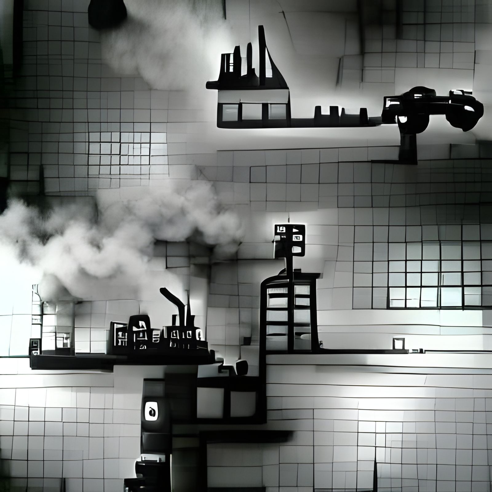 Monochrome Industrial Factory Inspired by Limbo