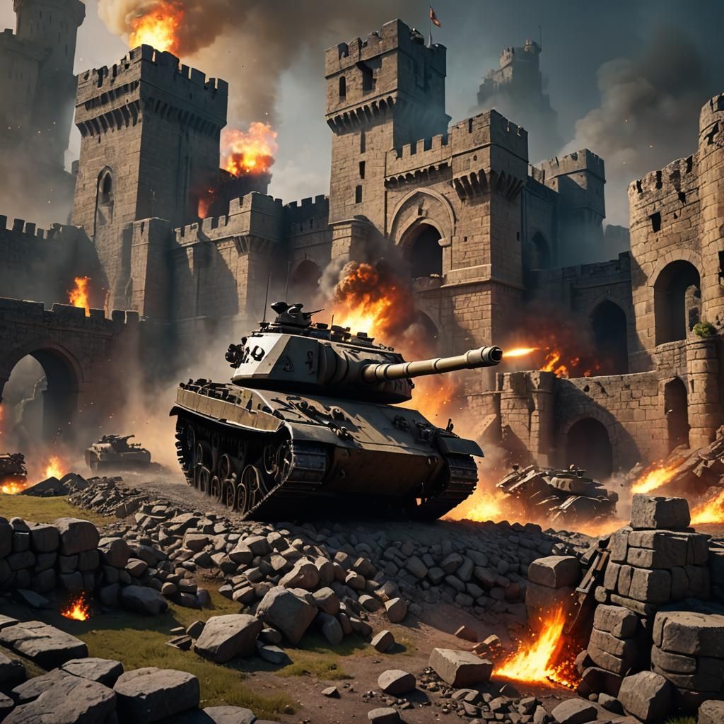 Tank Assaulting Fortress in Cinematic Concept Art