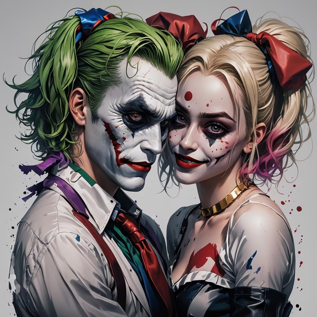 Joker and Harley Quinn in 3D Anime Art