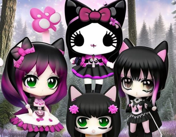 Gothic Hello Kitty's Night Game in Dark Forest