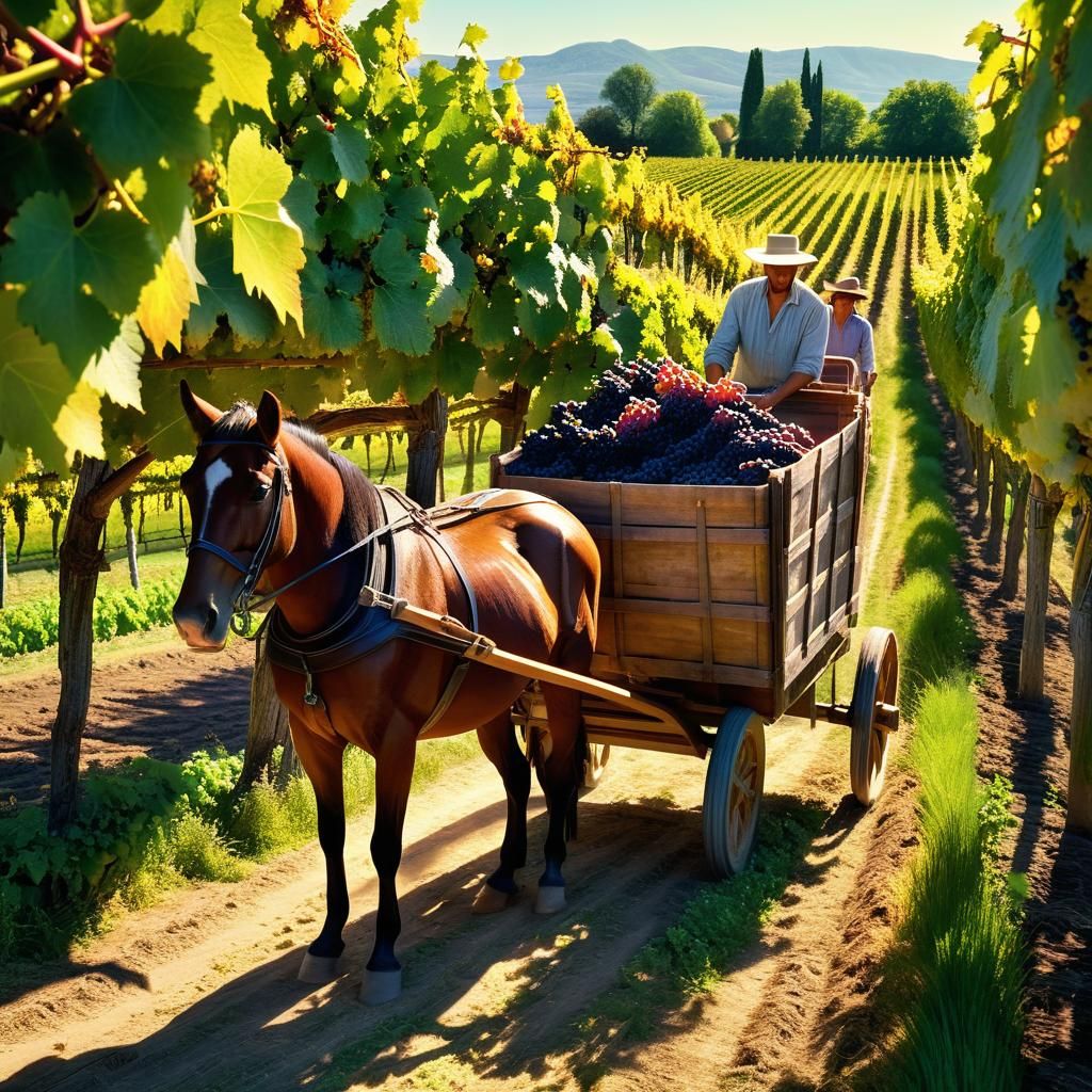 Harvest in Lush Vineyard: Impressionistic Cinematography