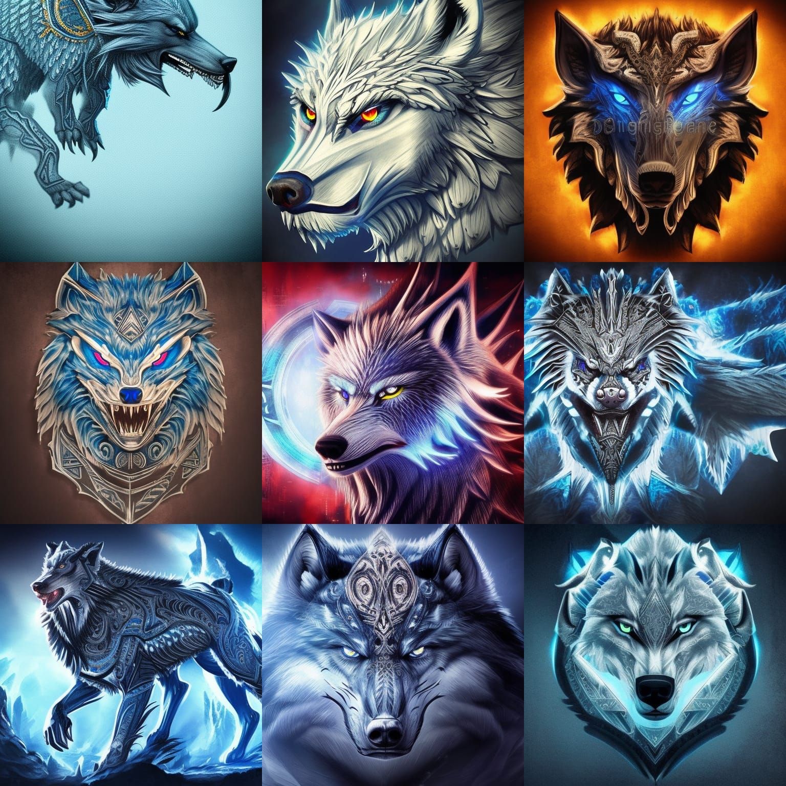 Dire Wolf with Blue Eyes: eSports Logo Design