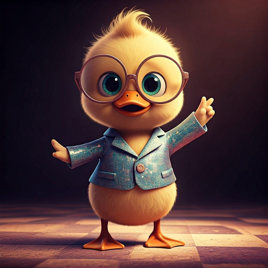 Duckling Disco Dancer in Claymation Style