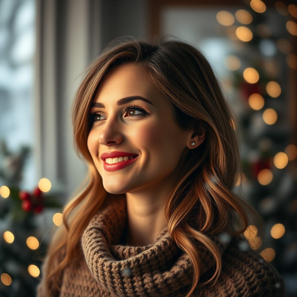 Serene Woman in Winter Wonderland Daydream