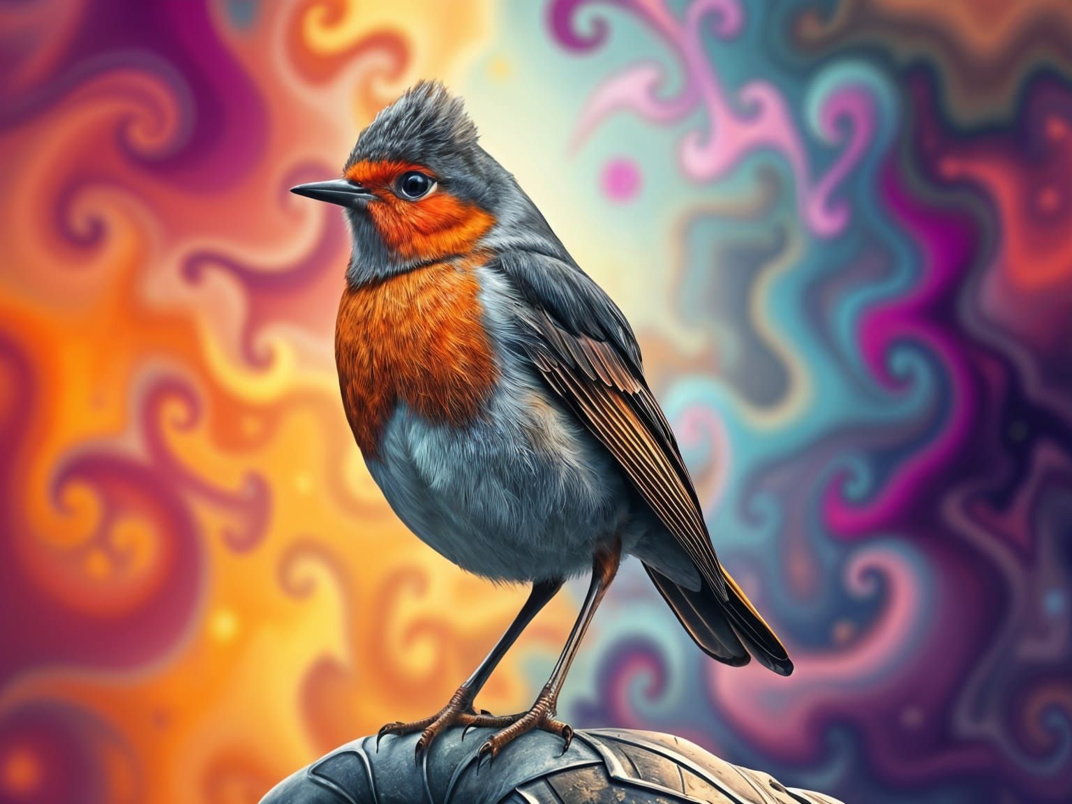 Proud Robin: Abstract Vector Fractal Art